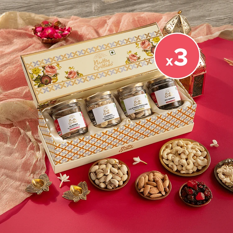 Nutty Gritties Gift of Health Premium Assorted Dry Fruits Gift Pack - Pack of 3 (Dry Fruits Udugore Pack)