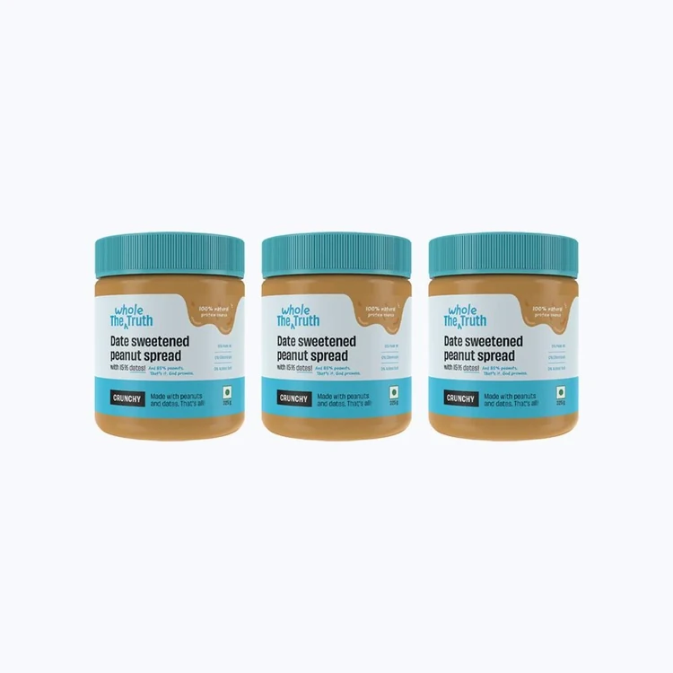 The Whole Truth Sweetened Crunchy Peanut Butter with dates - Pack of 3