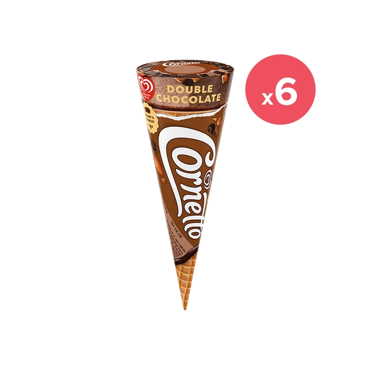 Kwality Walls Cornetto Double Chocolate Frozen Dessert Cone - Pack of 6