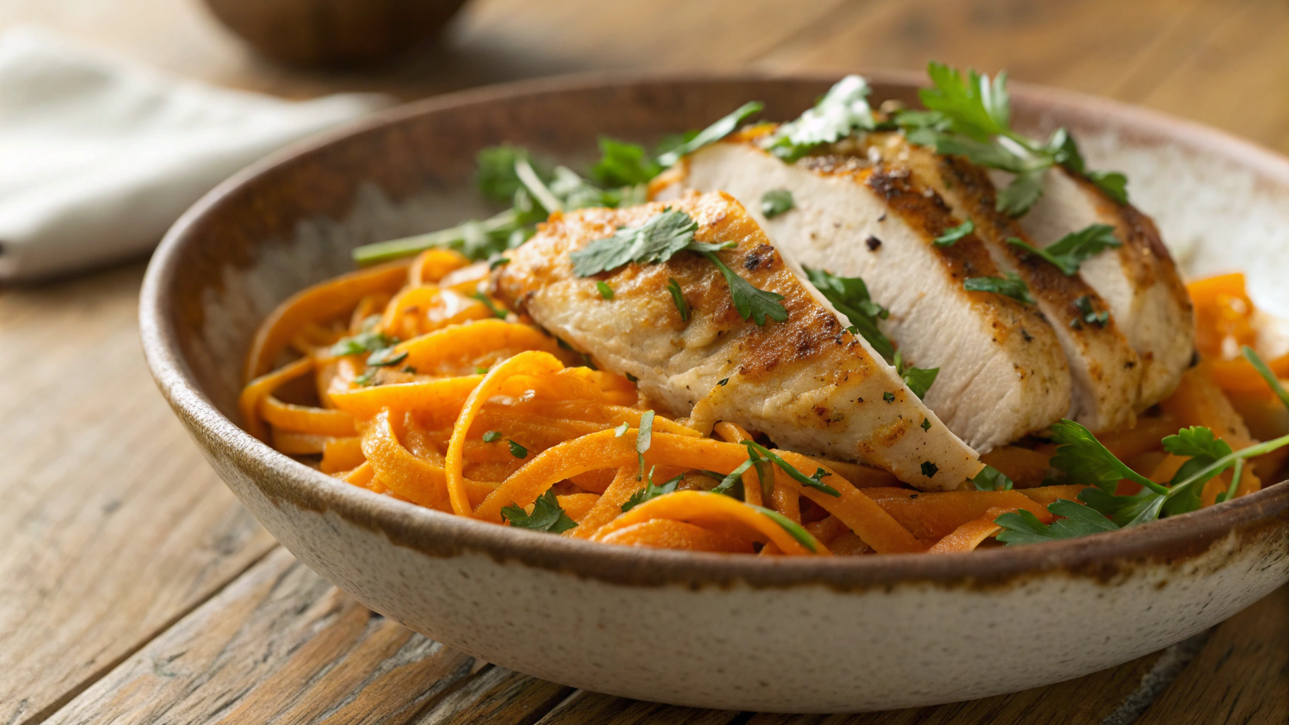 Low Carb Air Fryer Chicken and Parmesan Butternut Squash Noodles