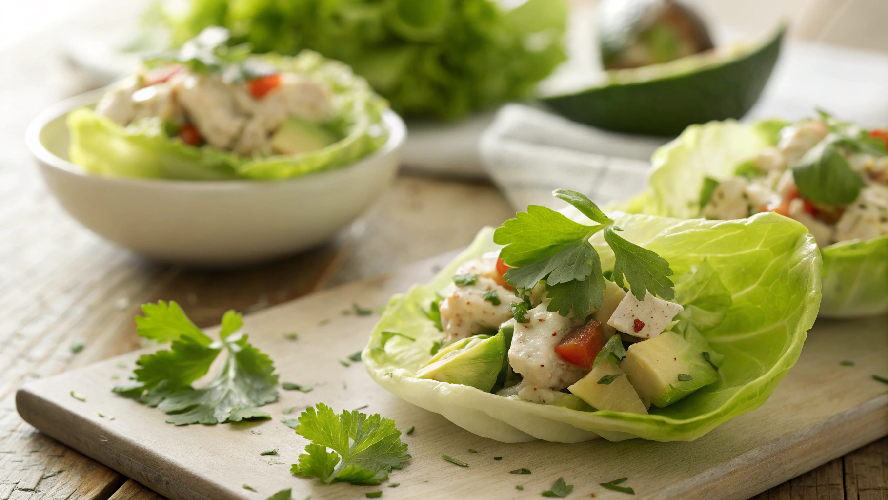 Keto Avocado Chicken Salad Lettuce Cups