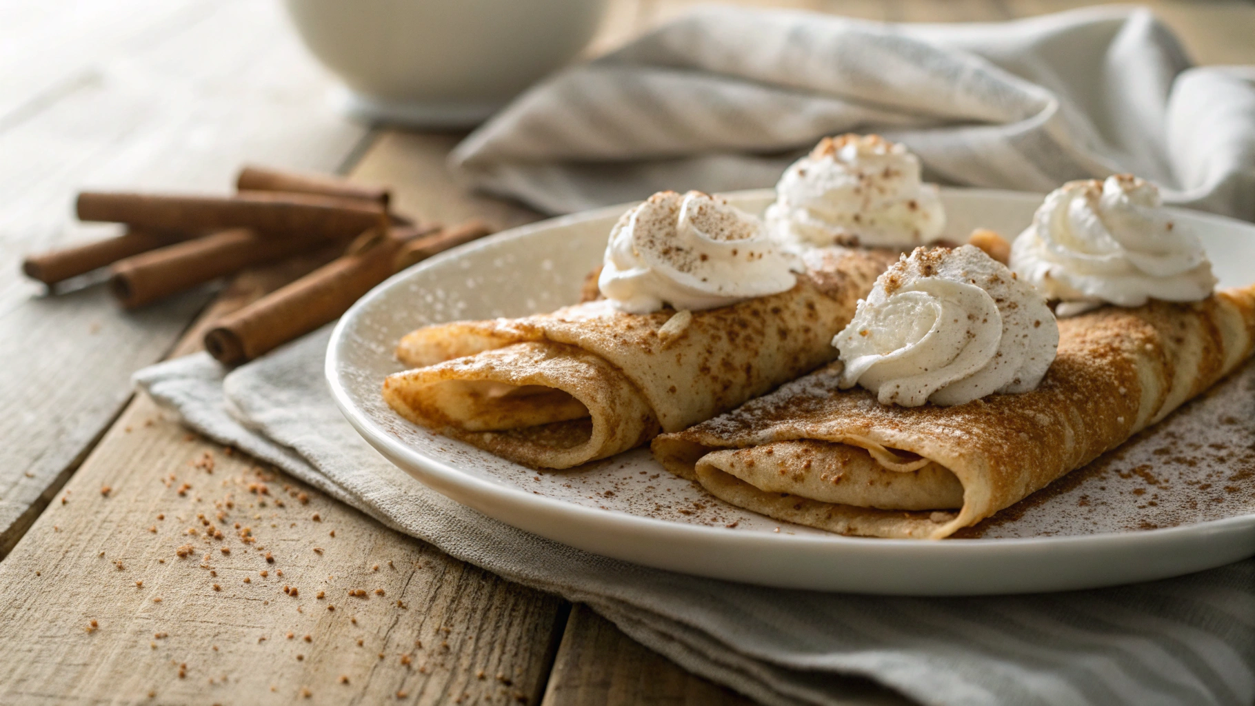 Best Keto Crepes with Spiced Whipped Cream