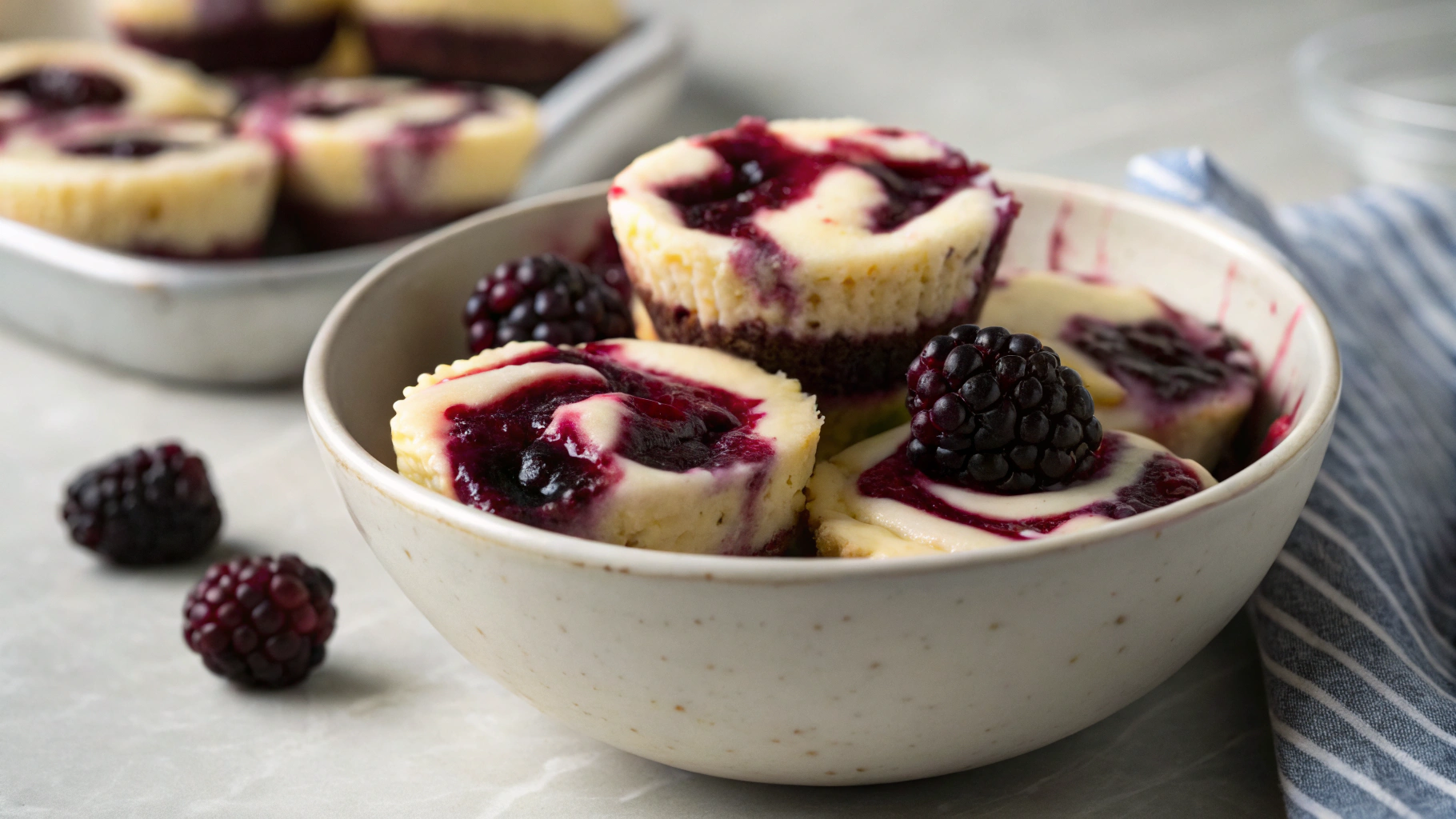 Blackberry Swirl Keto Cheesecake Bites