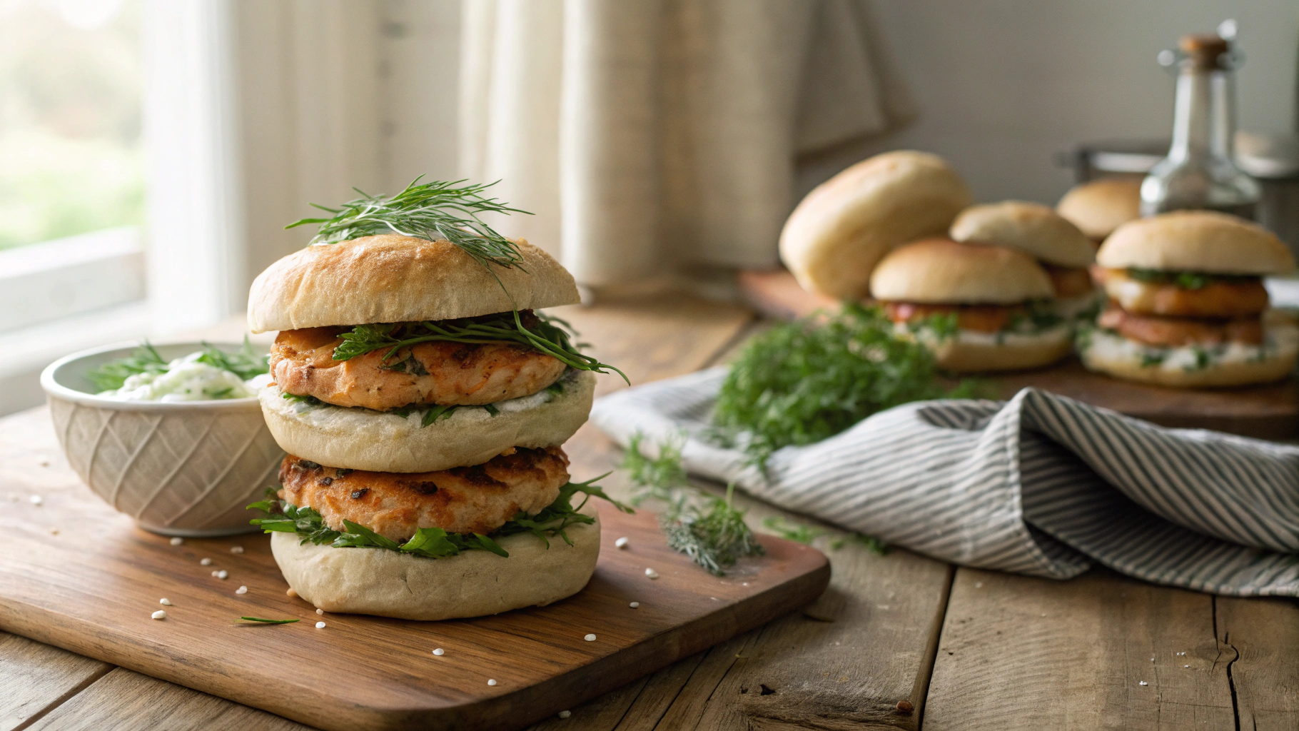 Keto Carnivore Salmon Burgers With Cloud Buns
