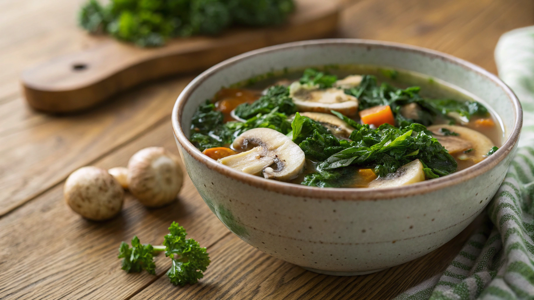 Easy Kale and Mushroom Keto Detox Soup