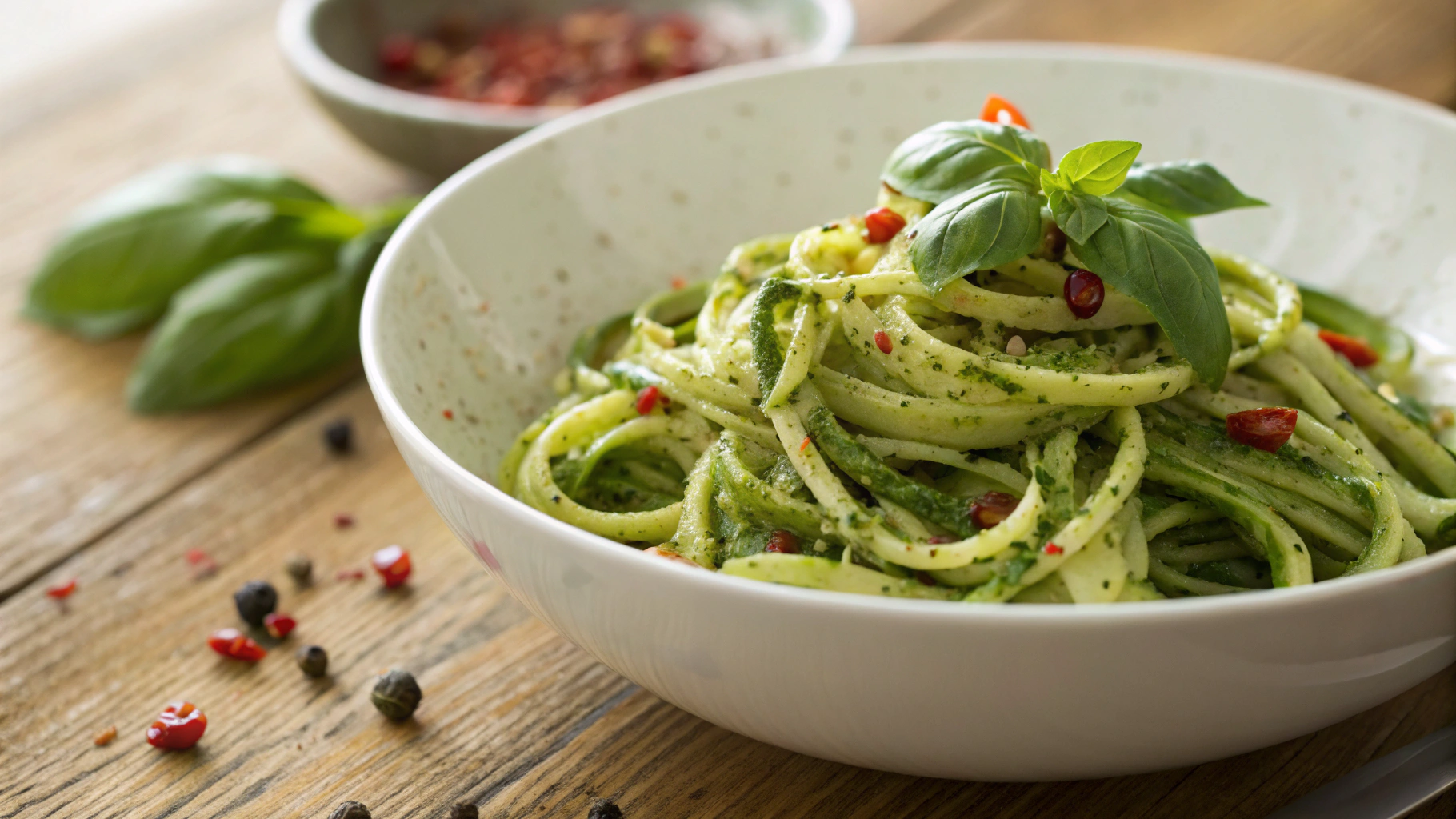 Eco-Keto Avocado Pesto Zoodles