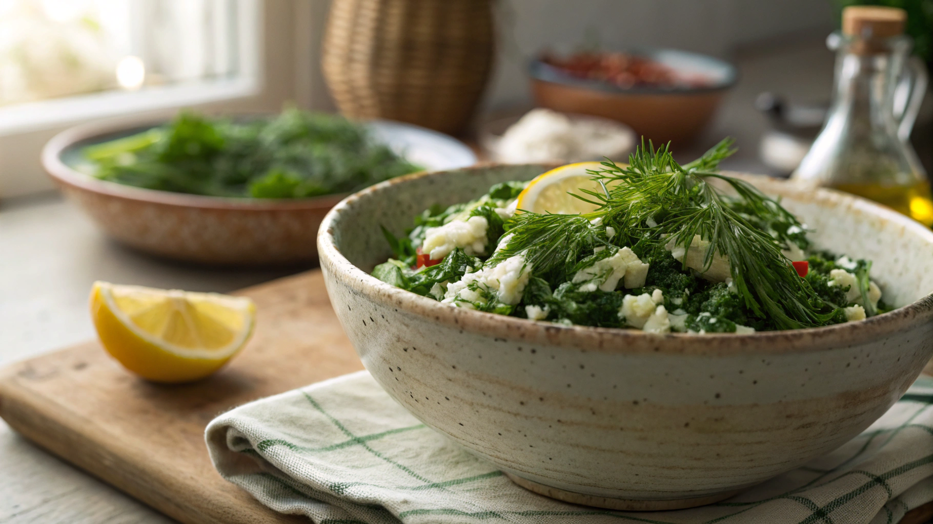Eco-Keto Greek Spanakorizo/ Spinach and ‘Rice’ with Dill and Lemon