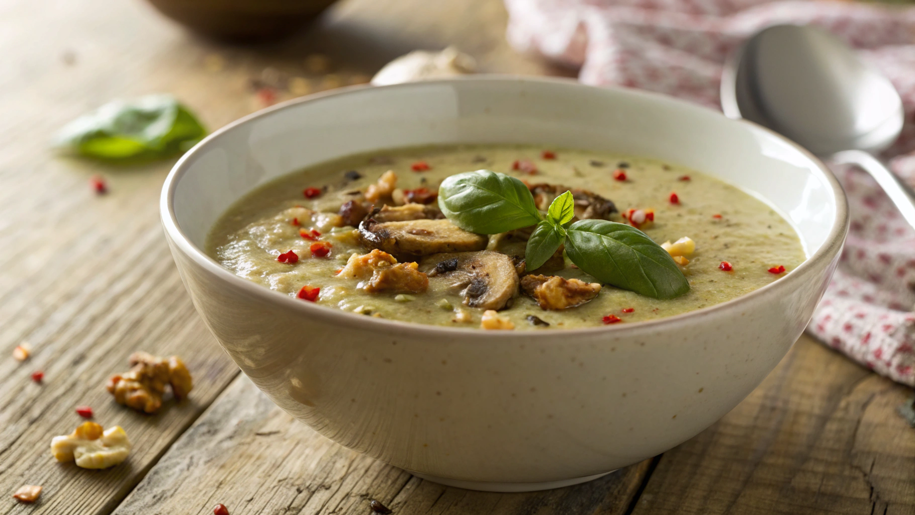 Eco-Keto Roasted Zucchini and Mushroom Soup
