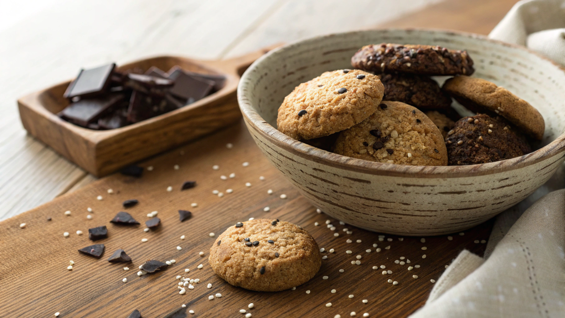 Eco-Keto Sesame and Dark Chocolate Cookies