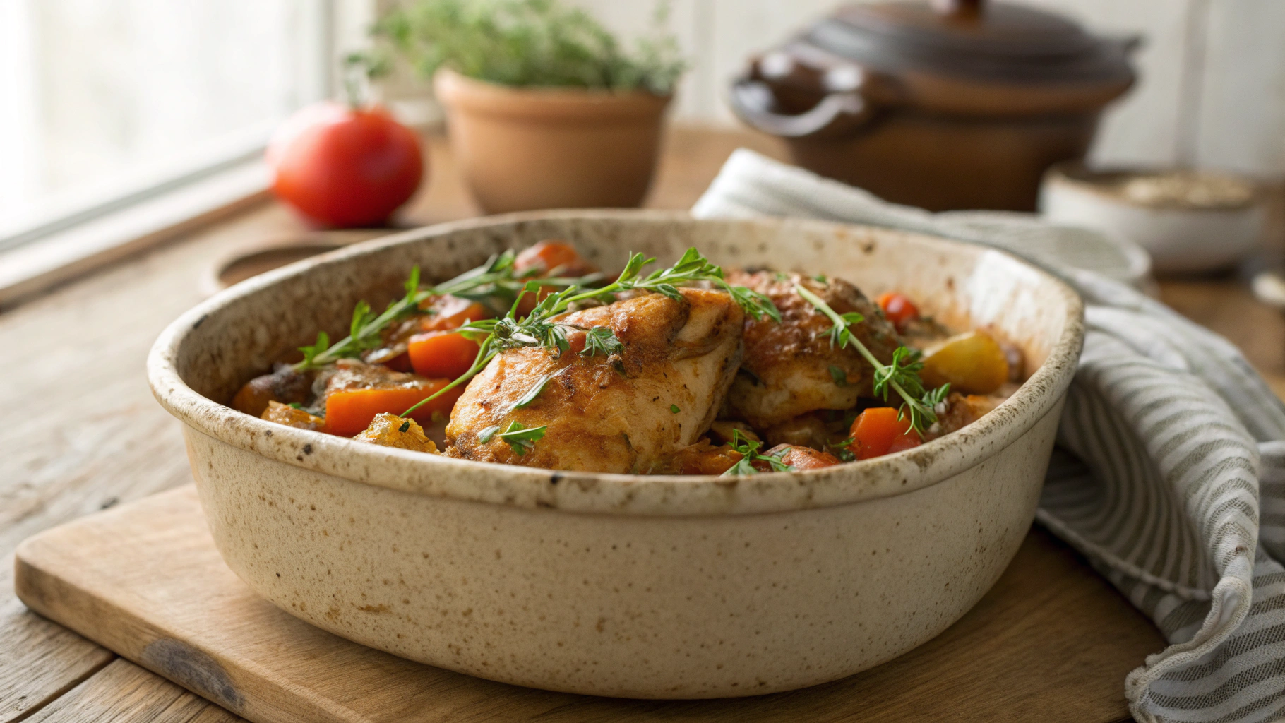 Healthy Whole Food Creamy Chicken Potato and Mushroom Casserole