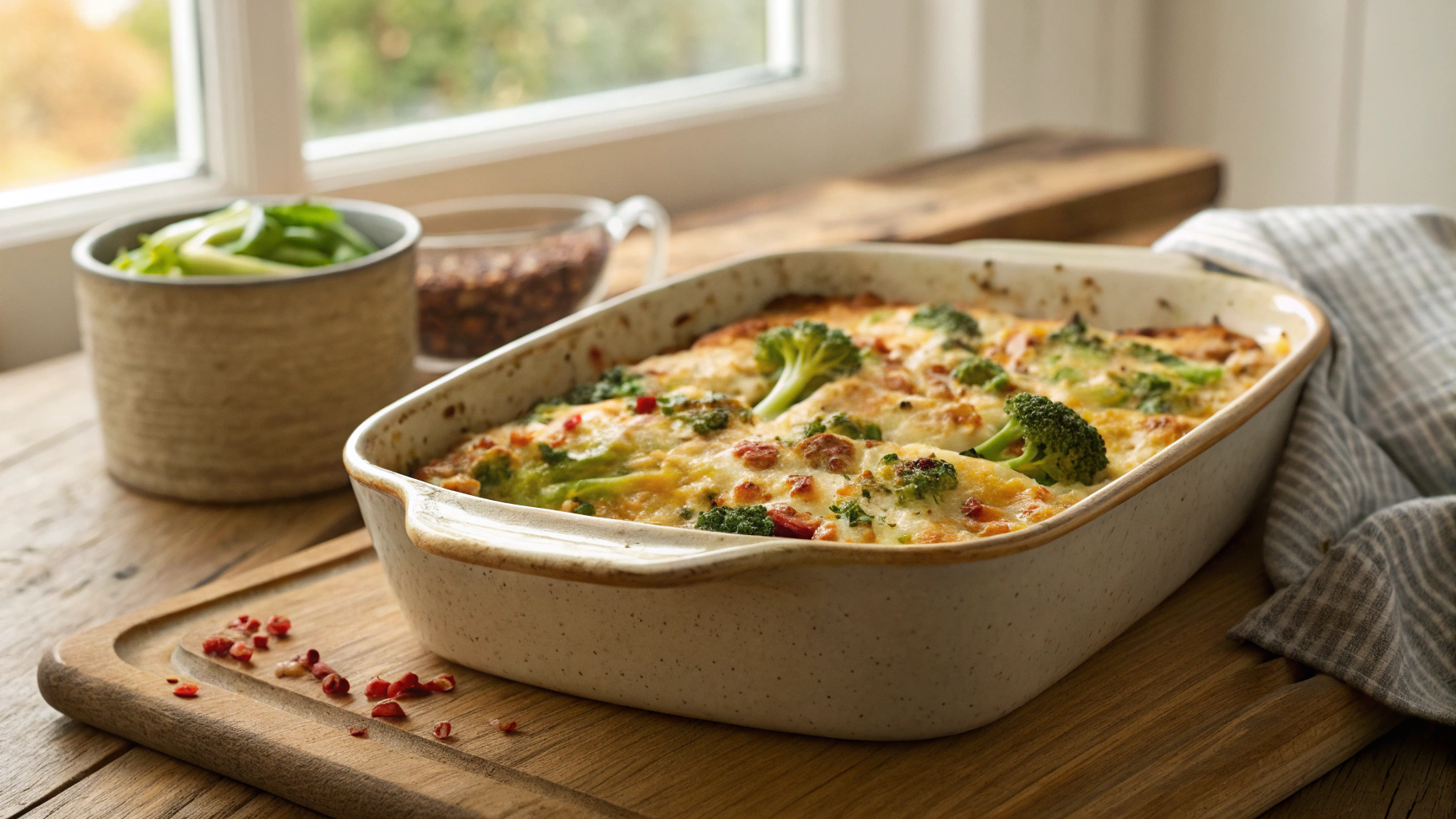 High Protein Keto Turkey and Broccoli Breakfast Casserole