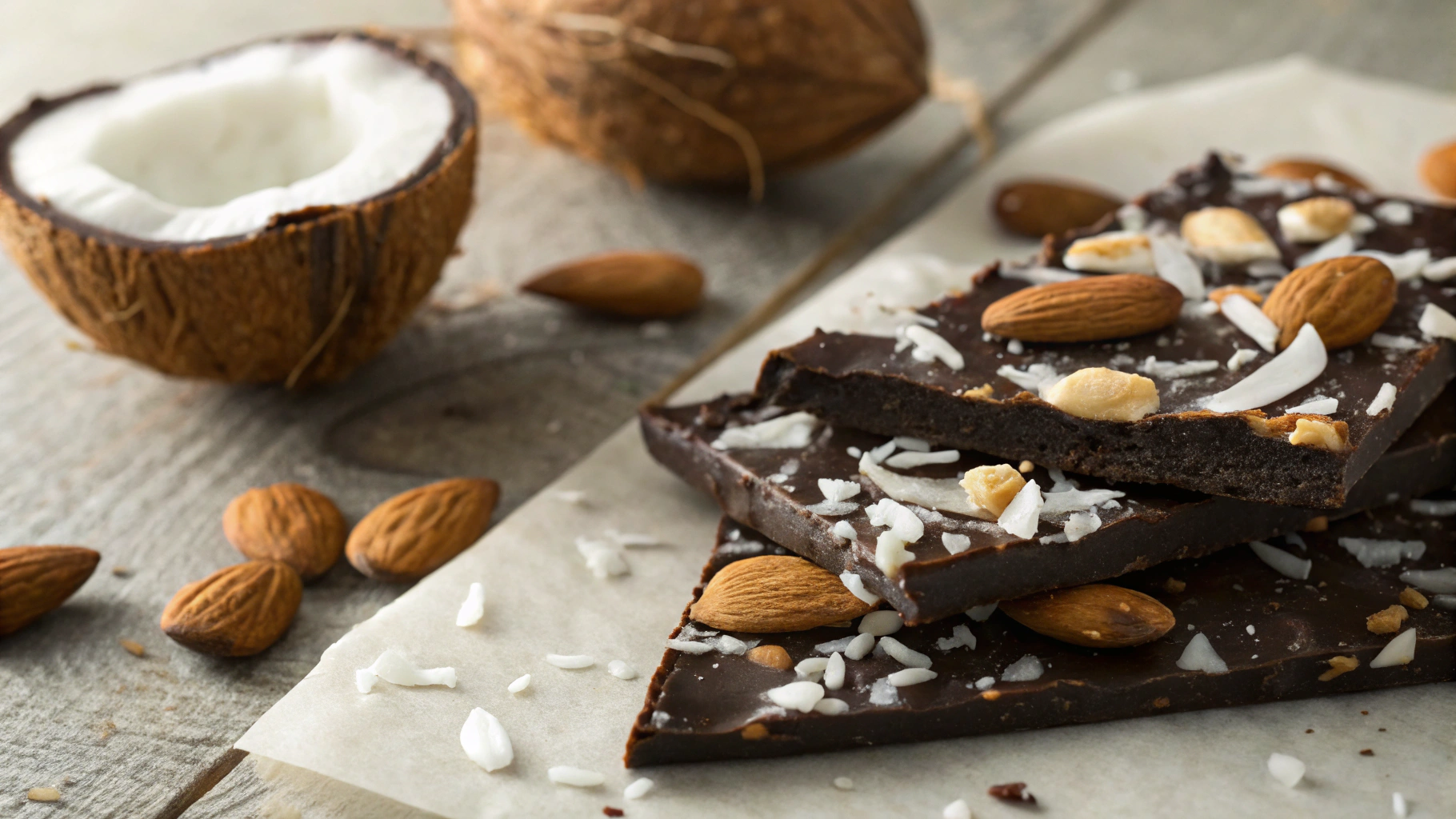 Keto 3-ingredient Chocolate Coconut Bark