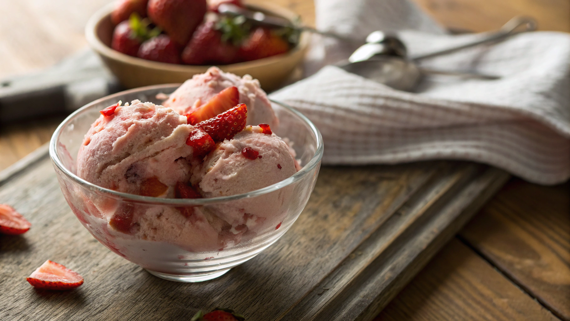Keto 3-ingredient Strawberry Ice Cream