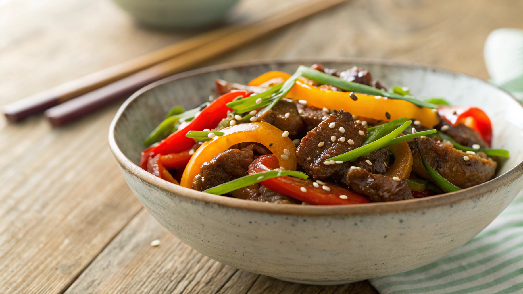 Keto 5 Ingredient Beef and Bell Pepper Stir Fry