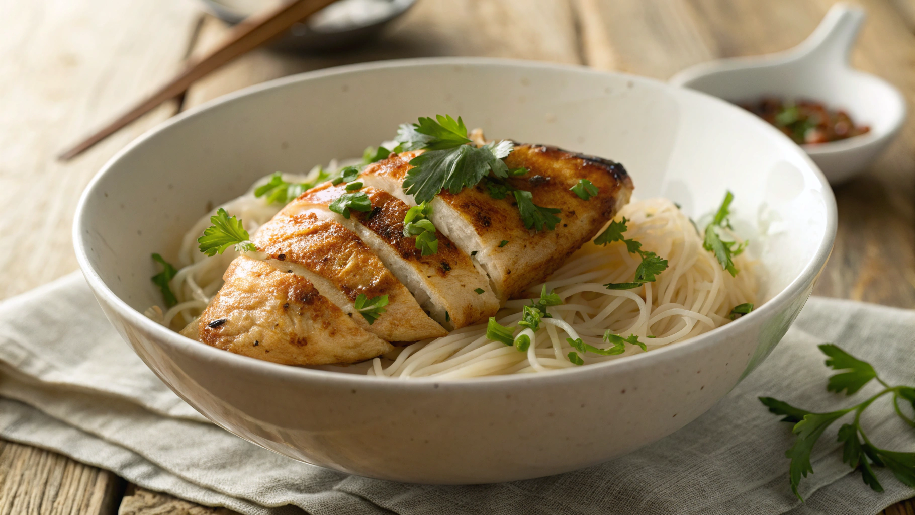 Keto Air Fried Chicken Breasts with Lemon Butter Pasta