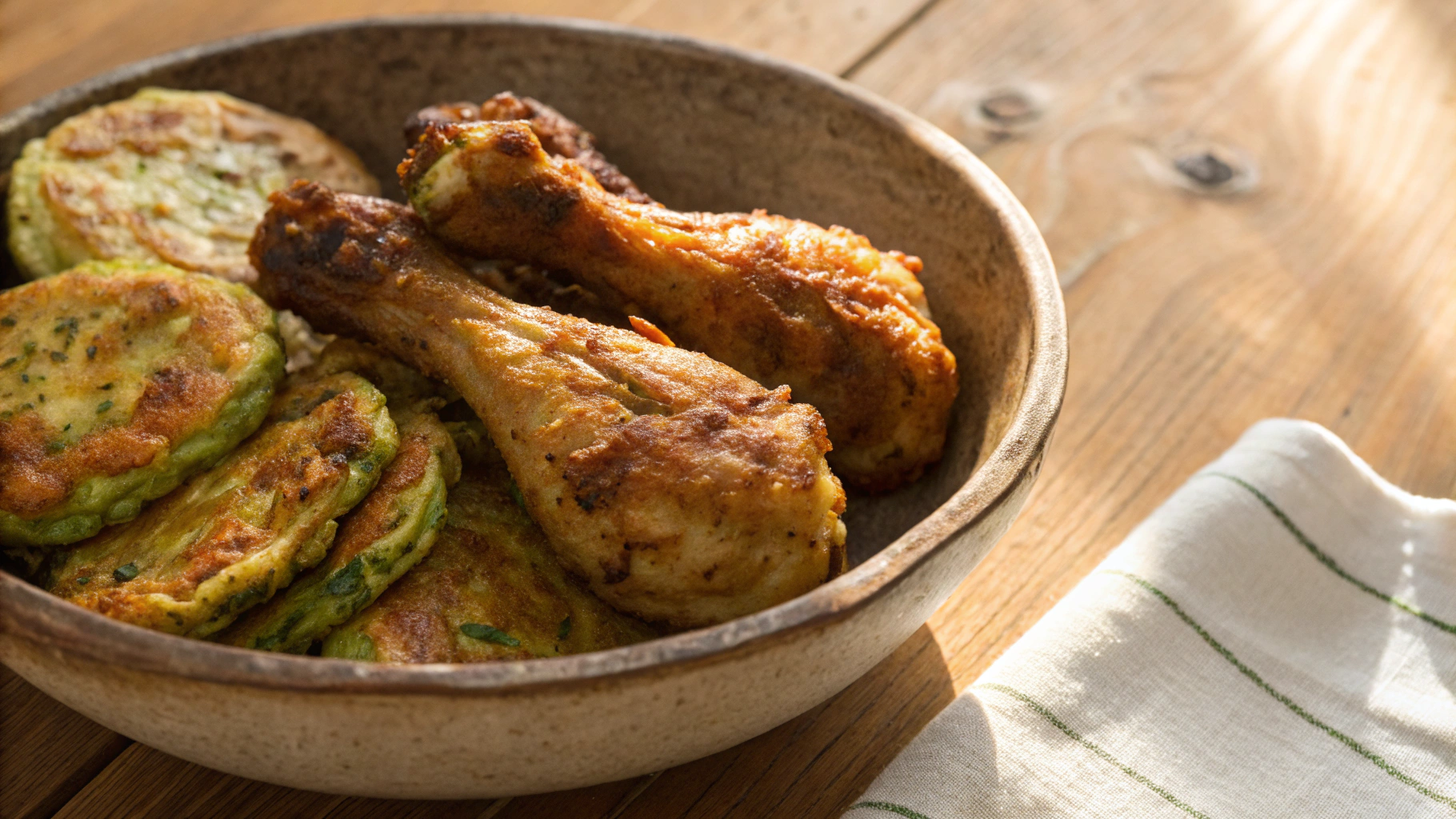 Keto Air Fryer Chicken Drumsticks w Zucchini Pancakes