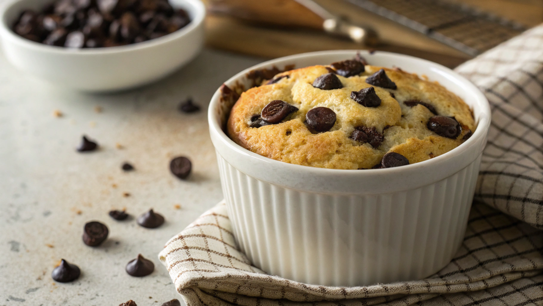 Keto Air Fryer Chocolate Chip Mug Cookie