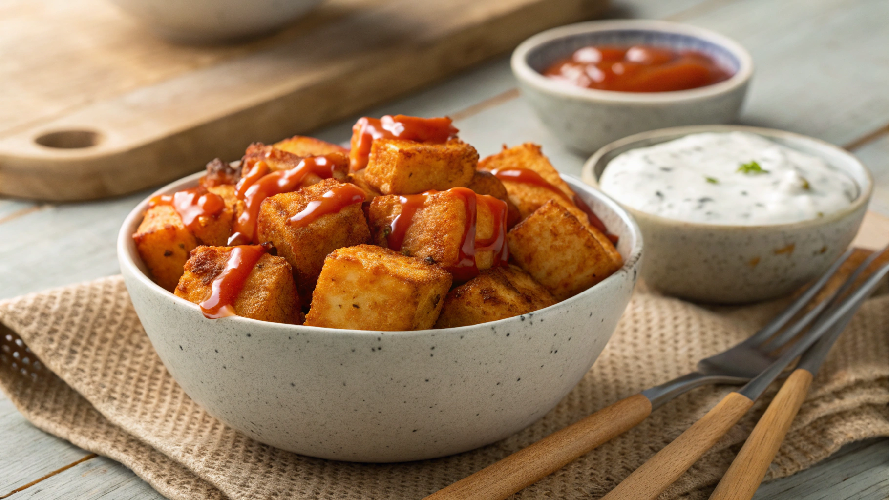 Keto Air Fryer Healthy Buffalo Tofu