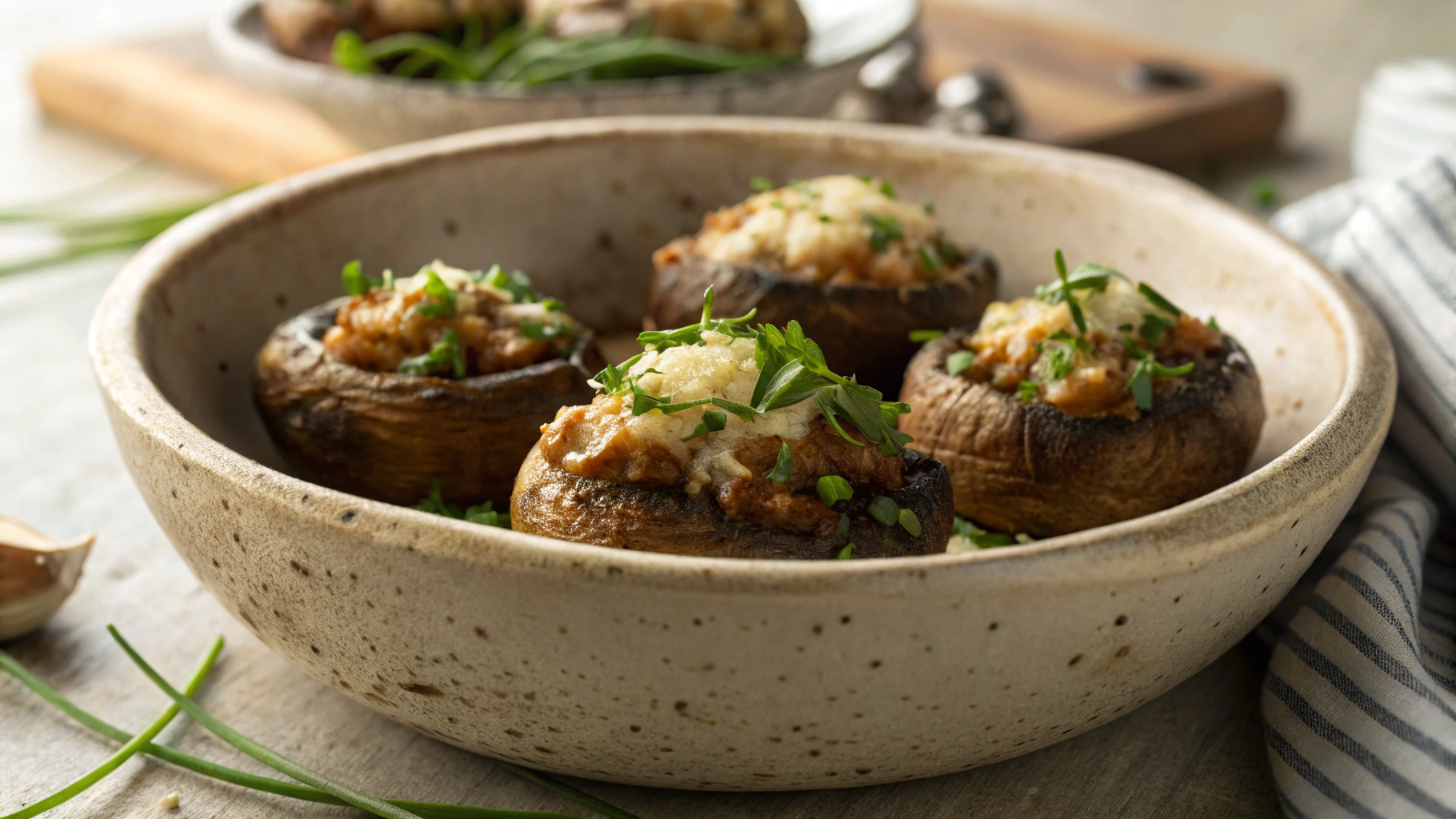 Keto Air Fryer Stuffed Mushrooms