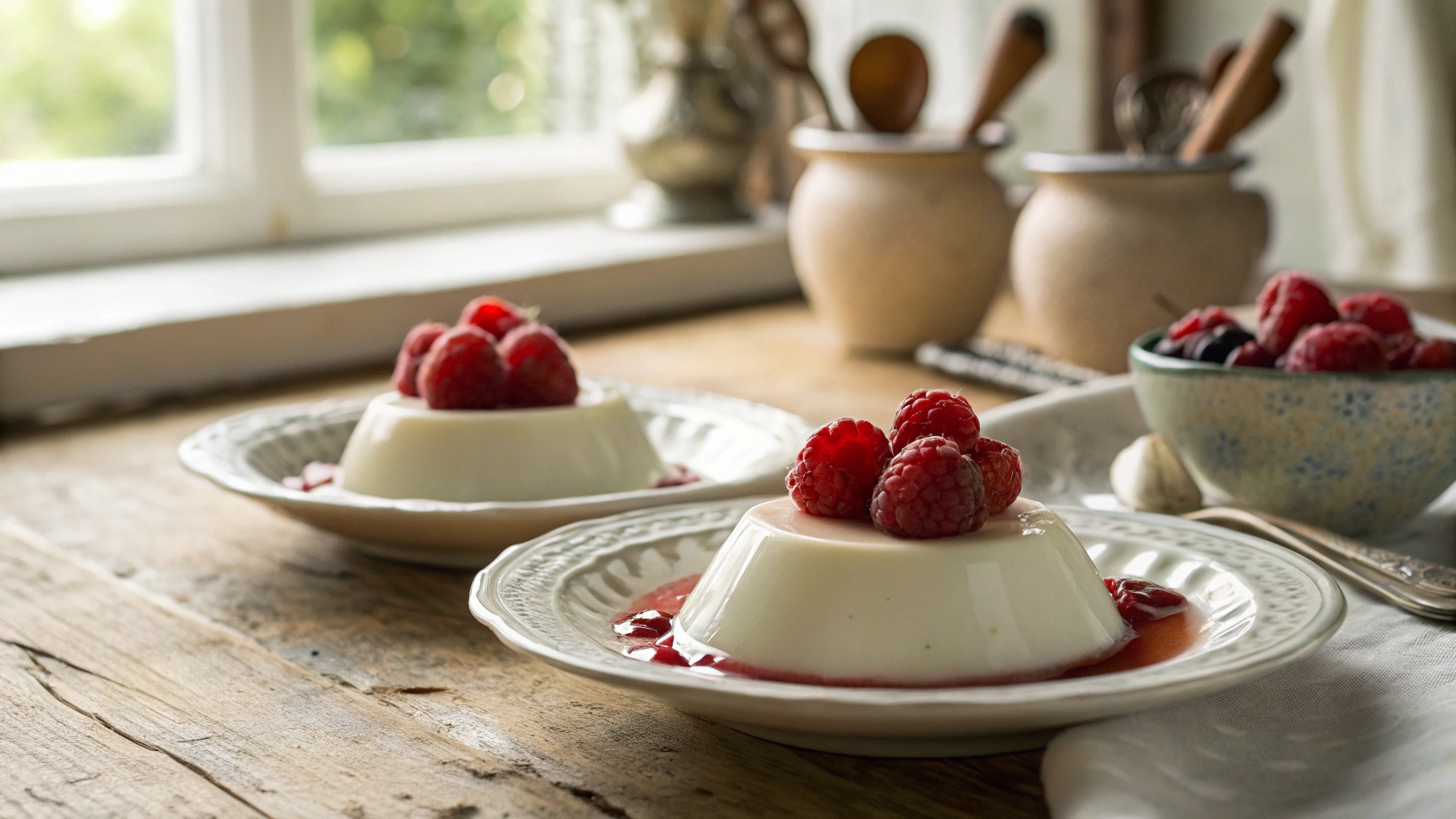 Keto Almond Panna Cotta With Raspberries