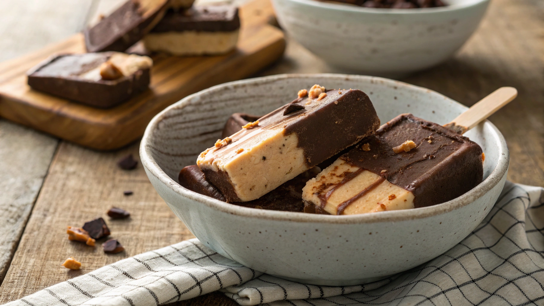 Keto and Vegan Chocolate Peanut Butter Ice Cream Bars