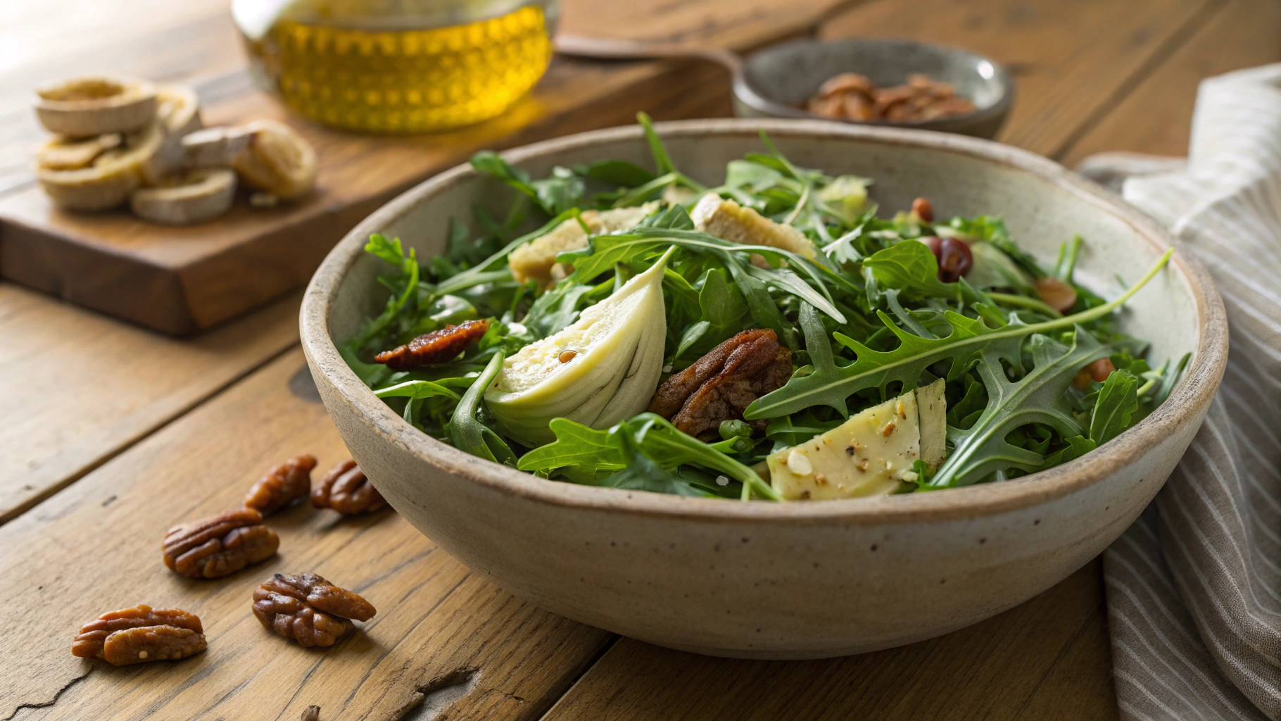 Keto Artichoke Pecan Arugula Salad