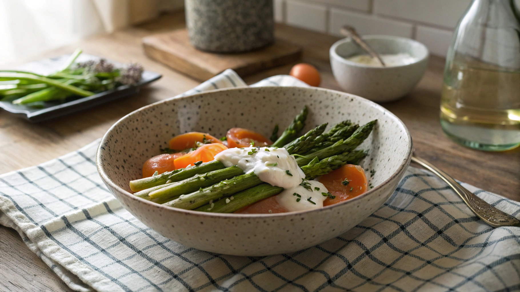 Keto Asparagus with Smoked Salmon and Creme Fraiche