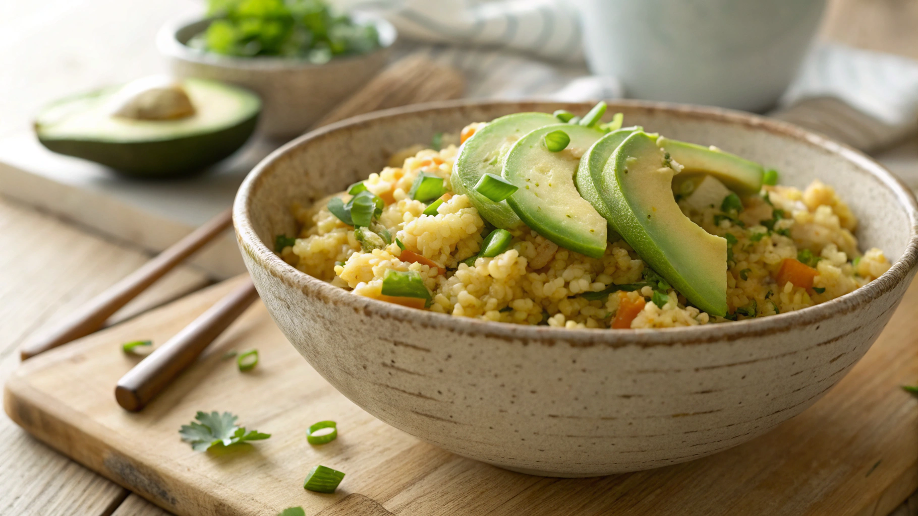 Keto Avocado Egg Fried Rice