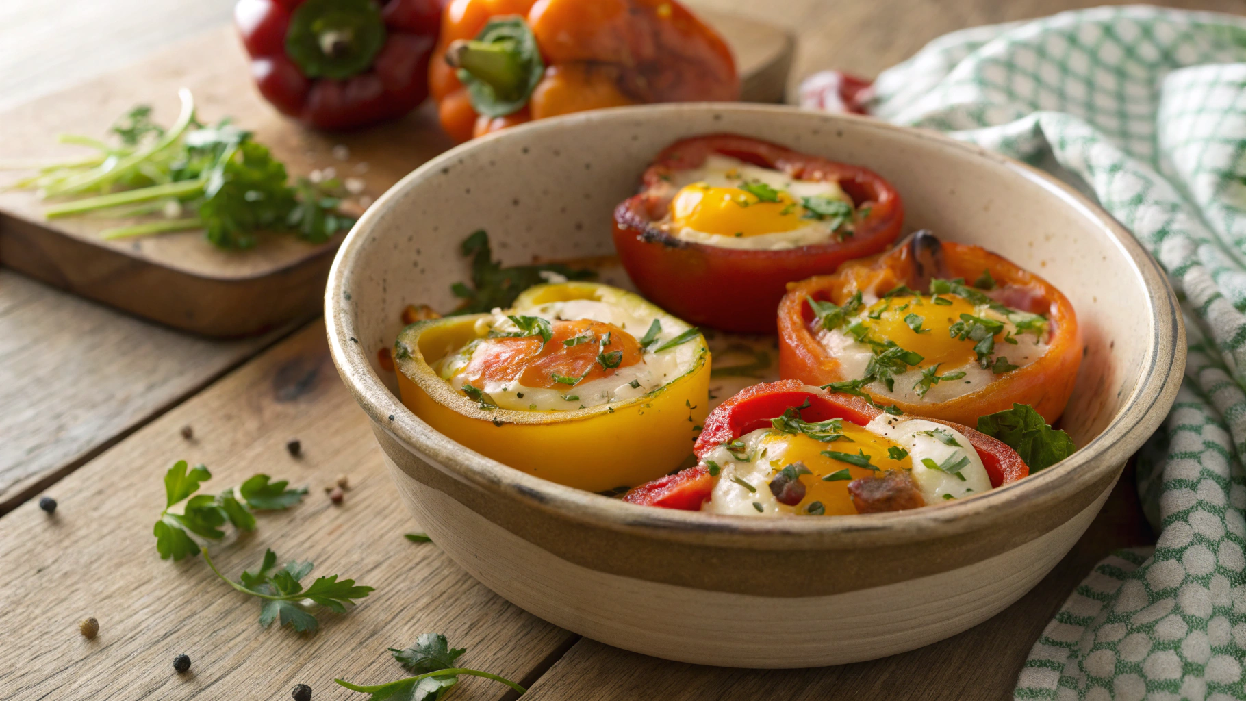 Keto Bacon and Egg Bell Pepper Towers