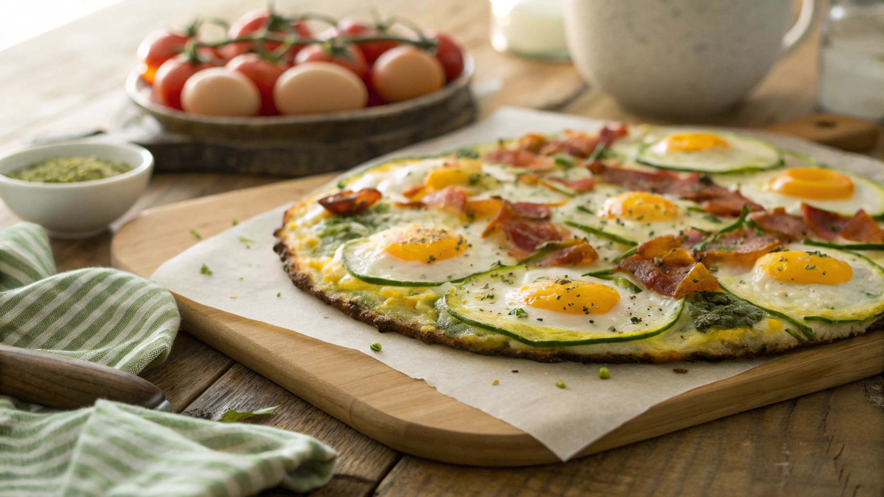 Keto Bacon and Egg Breakfast Pizza