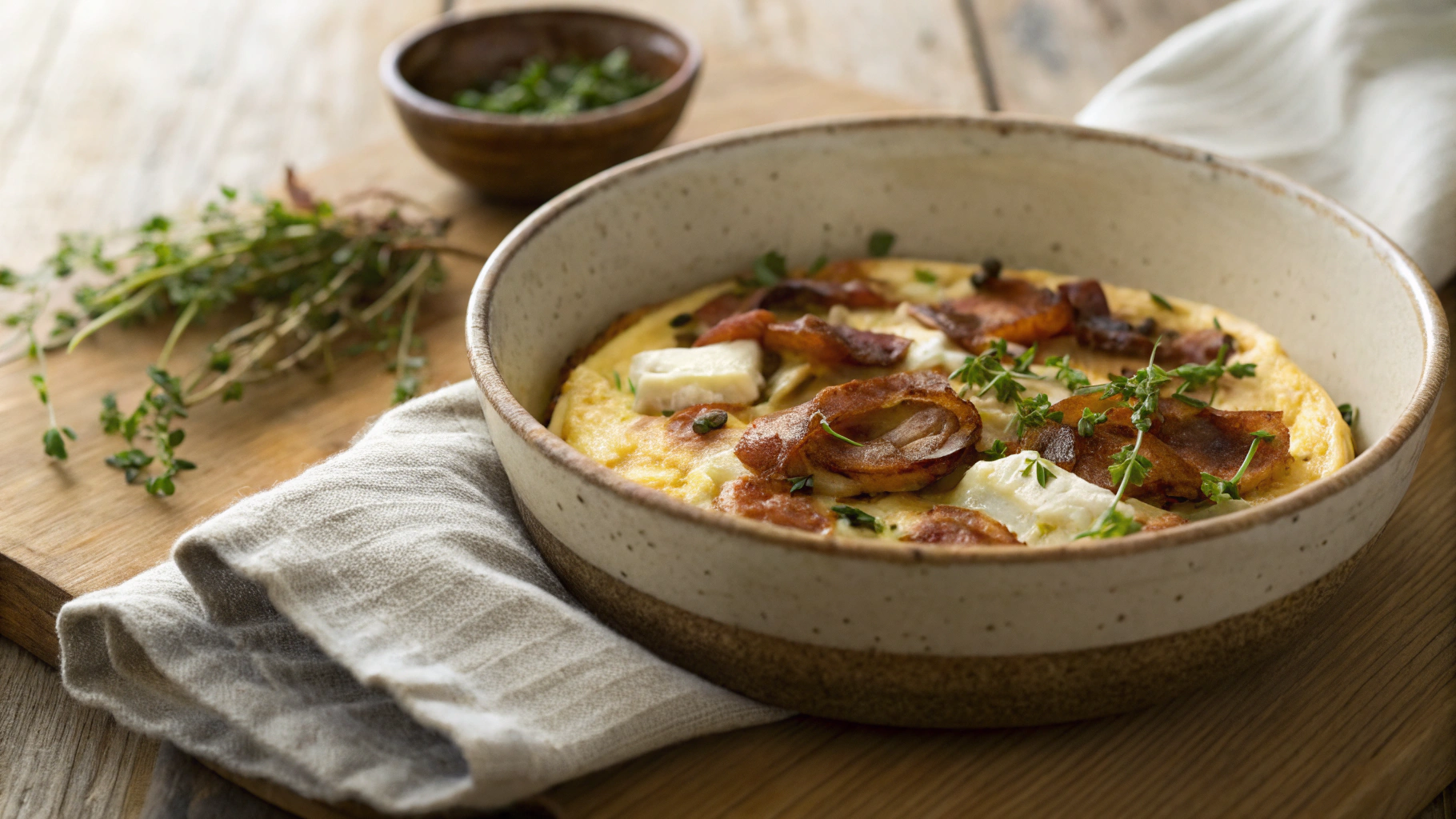 Keto Bacon, Brie and Balsamic Onion Omelette