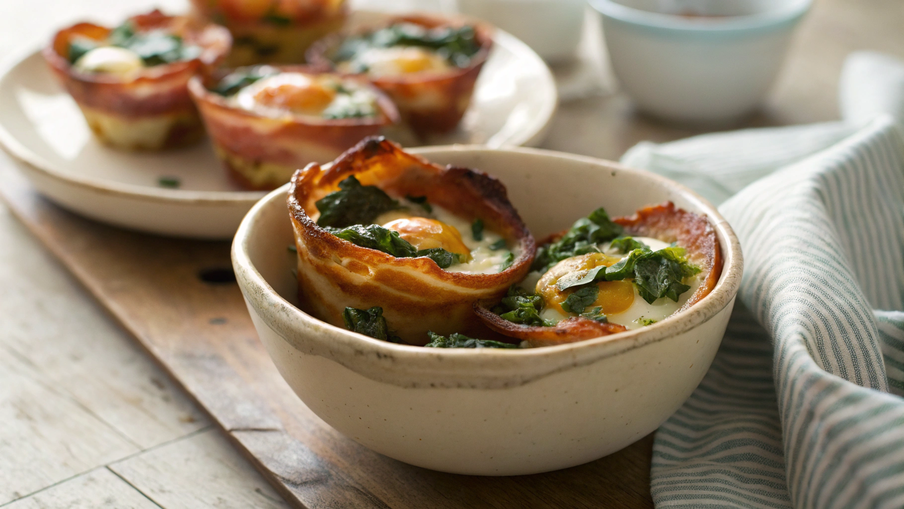 Keto Bacon, Egg and Kale Egg Cups
