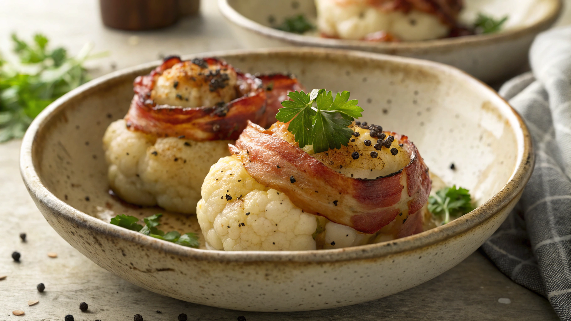 Keto Bacon Wrapped Cauliflower Steaks