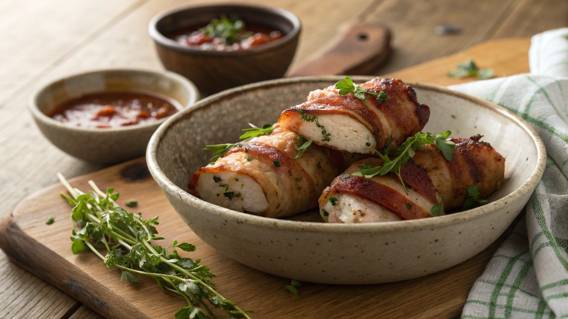 Keto Bacon Wrapped Chicken Tenders with Parmesan