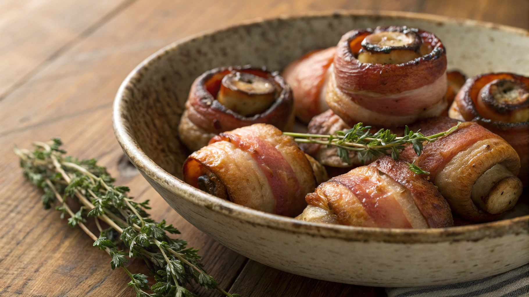 Keto Bacon Wrapped Mushrooms