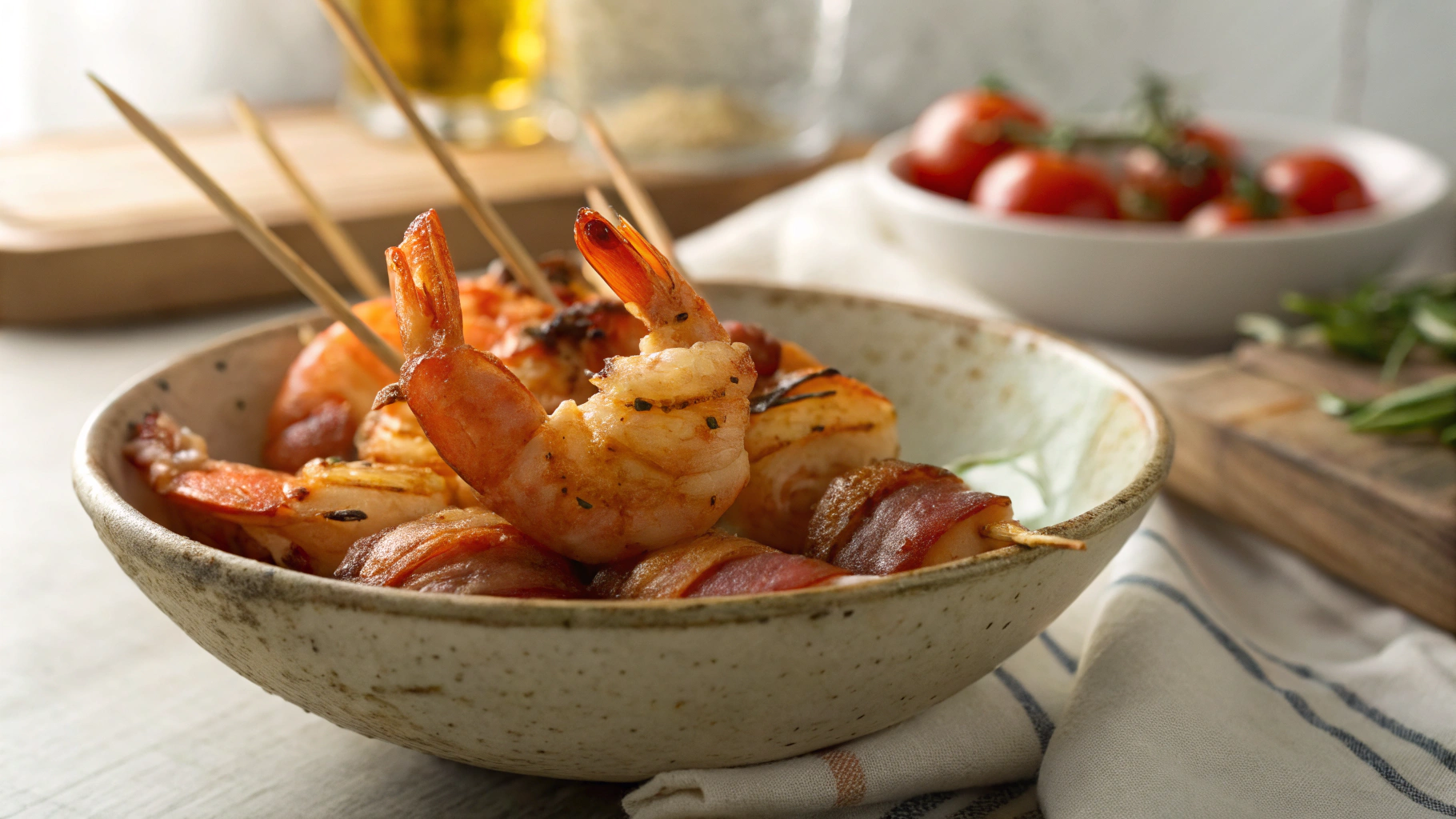 Keto Bacon Wrapped Shrimp Kebabs