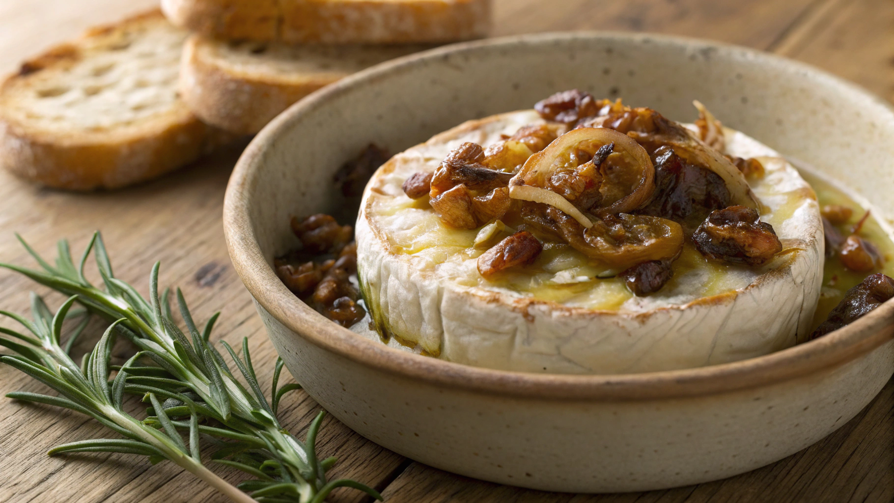 Low Carb Baked Camembert with Caramelized Onions