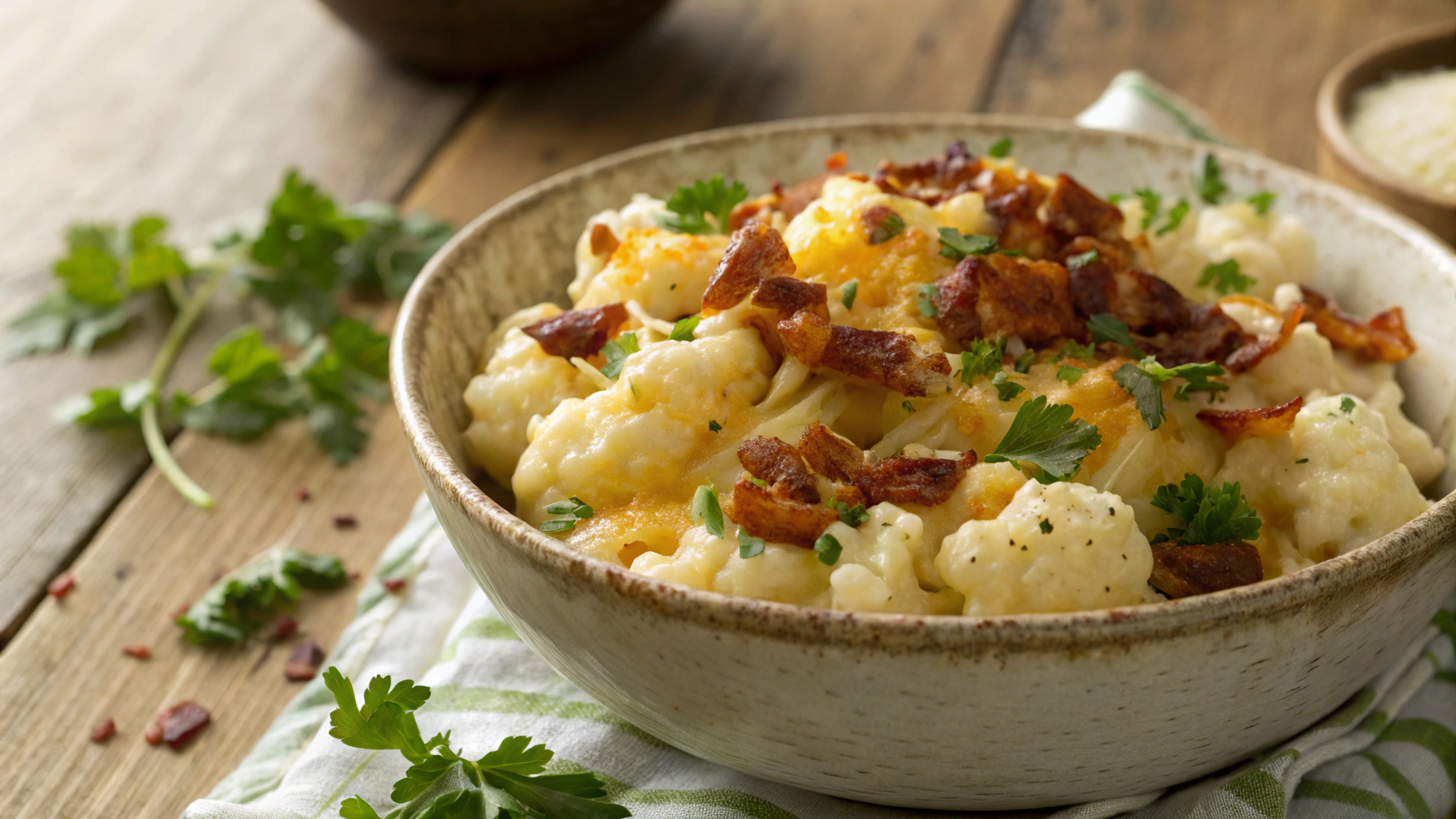 Low Carb Baked Cauliflower Mac and Cheese
