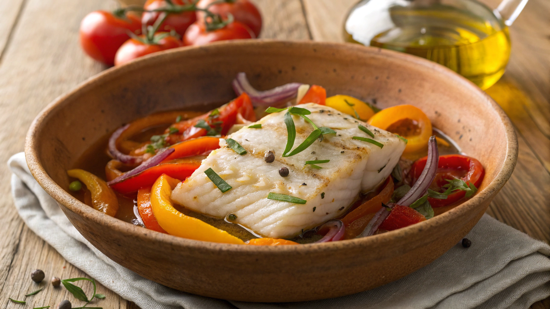 Keto Baked Mediterranean Cod Escabeche