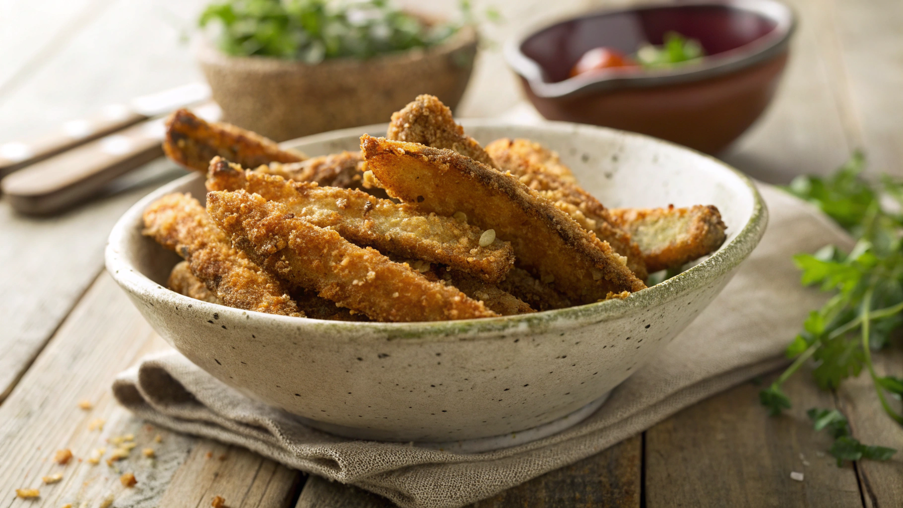 Keto Baked Pork Rind Portabella Strips