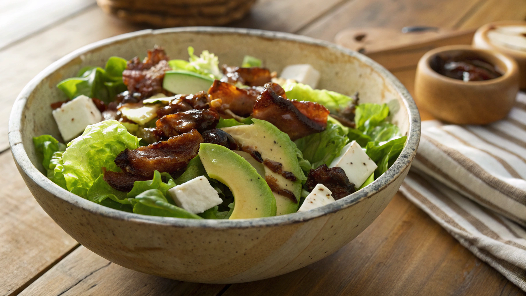 Low Carb Balsamic Bacon, Brie and Avocado Salad
