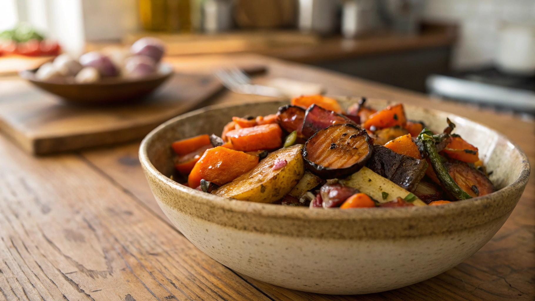 Low Carb Balsamic Maple Sprouts and Broccoli with Pancetta