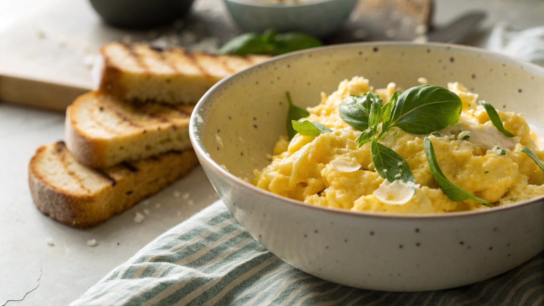 Keto Basil and Parmesan Scrambled Eggs