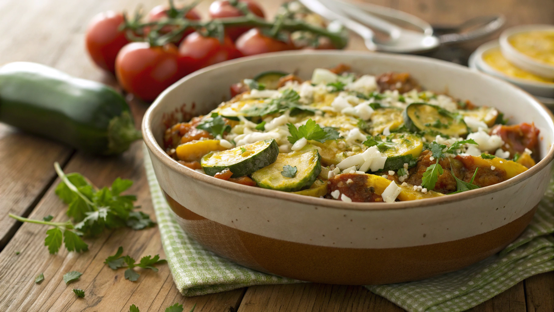 Keto BBQ Summer Squash Tex-Mex Casserole
