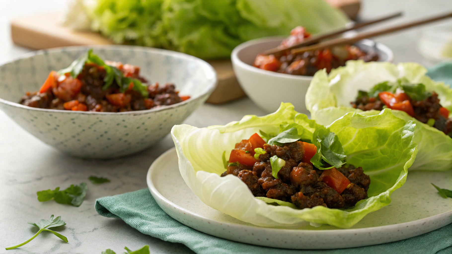 Keto Beef Chili Cheese Lettuce Cups