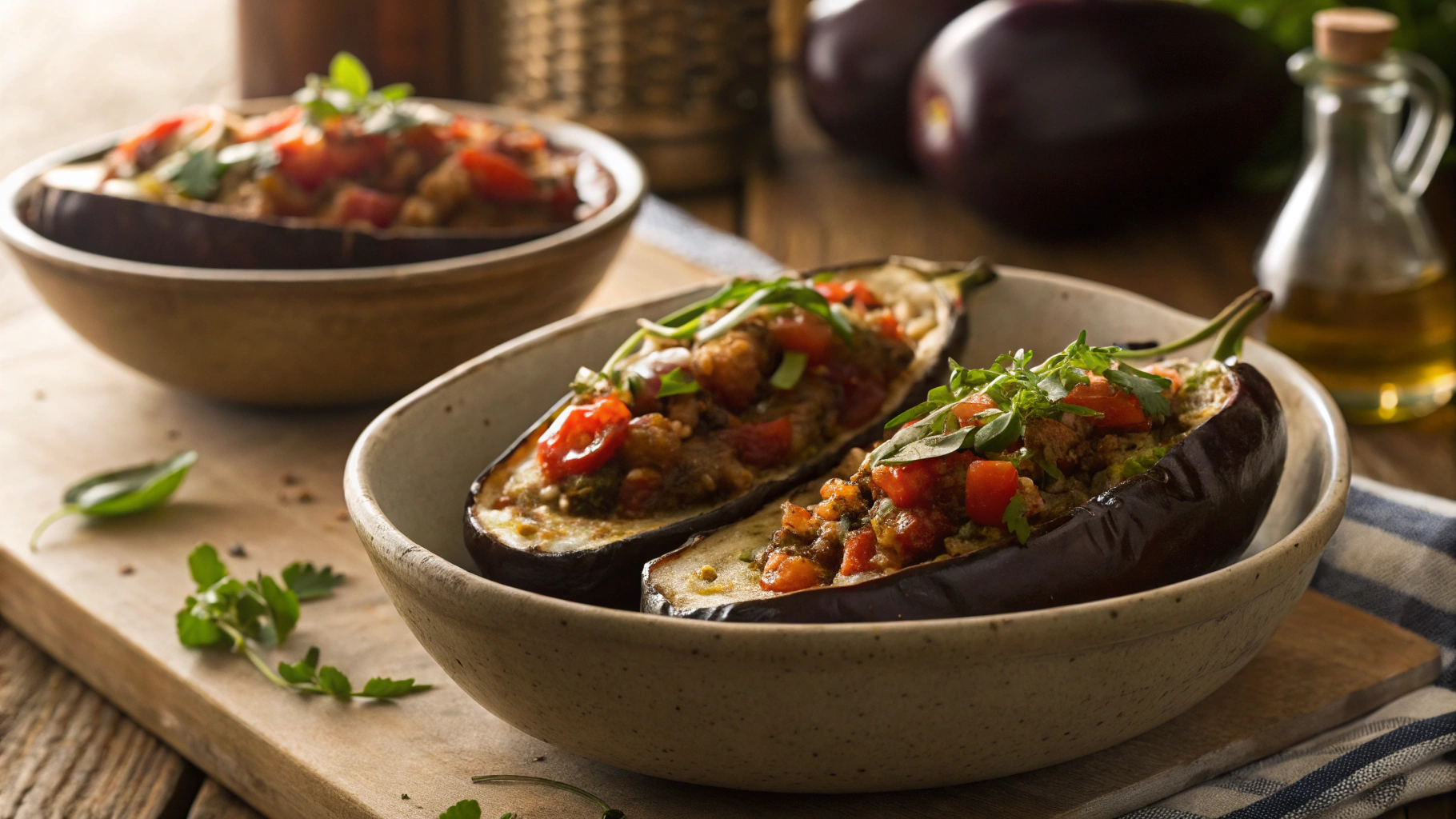 Keto Beef Stuffed Eggplant