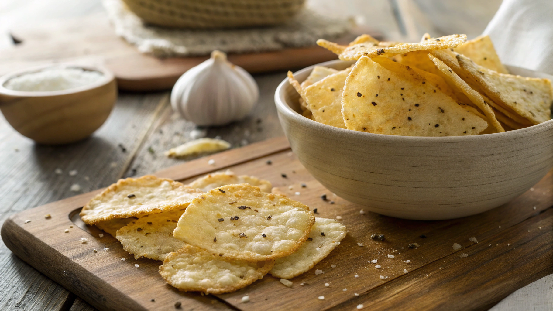 Keto Black Pepper Garlic Asiago Crisps