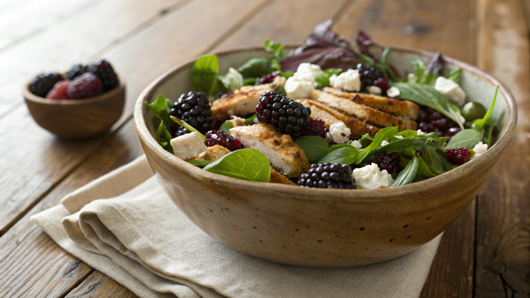 Keto Blackberry Feta & Warm Chicken Salad