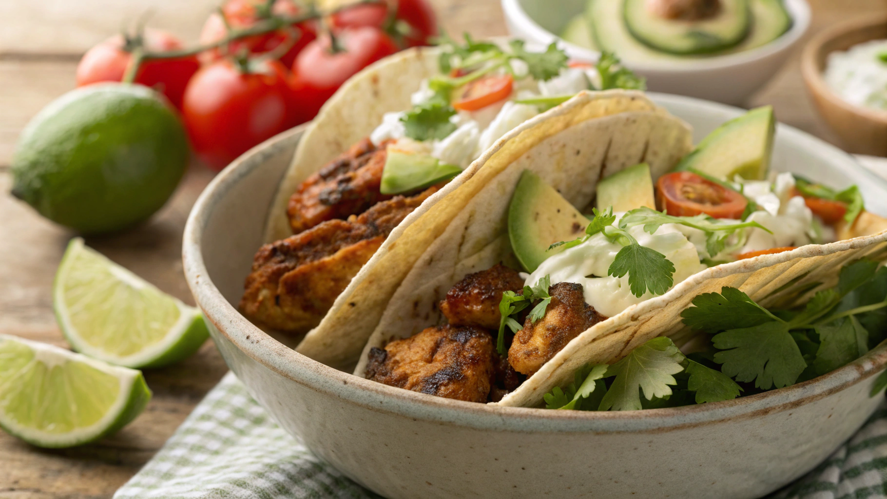 Keto Blackened Chicken Tacos w Cilantro Cucumber Slaw