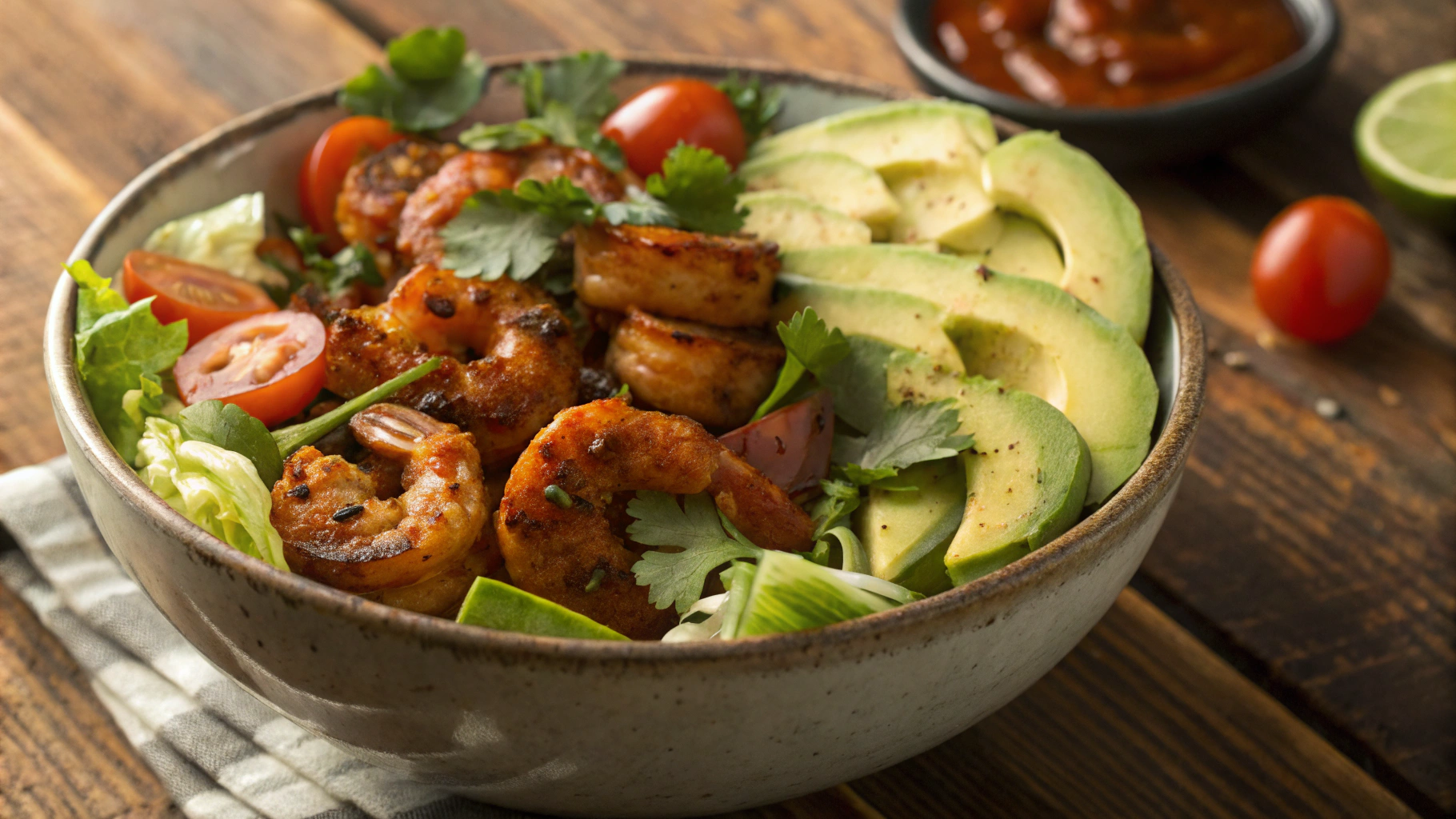 Keto Blackened Shrimp Taco Bowl